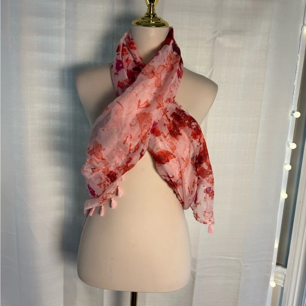 Peter Som Pink and Red Silk Scarf